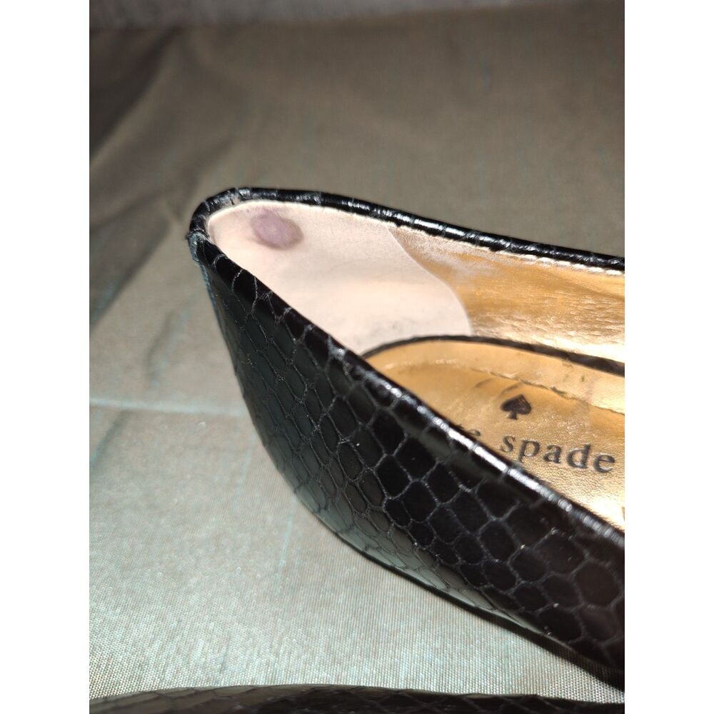 Kate Spade Pearl Cluster Black Peep-Toe Flats Sz 7M - Picture 5 of 7